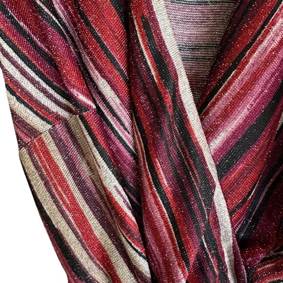 Lane Bryant black, maroon, and pink pattern faux wrap midi dress Sz 10/12 NWT - Picture 3 of 8